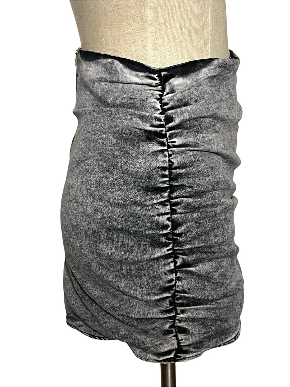 Retrofete Elijah Ruched Mini Skirt Acid Gray Women's Size S - Picture 6 of 10
